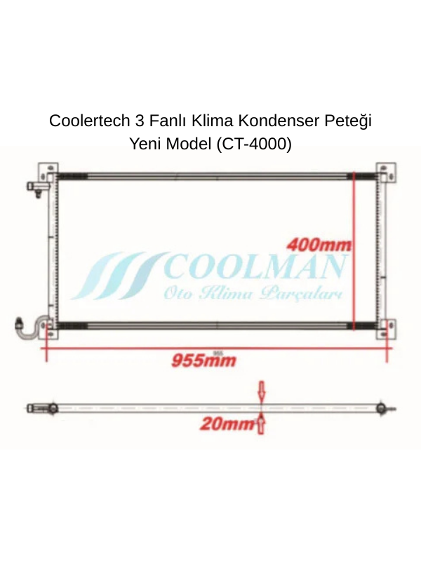 Coolertech 3 Fanlı Klima Radyatörü Kondenser Peteği Yeni Model (CT-4000)