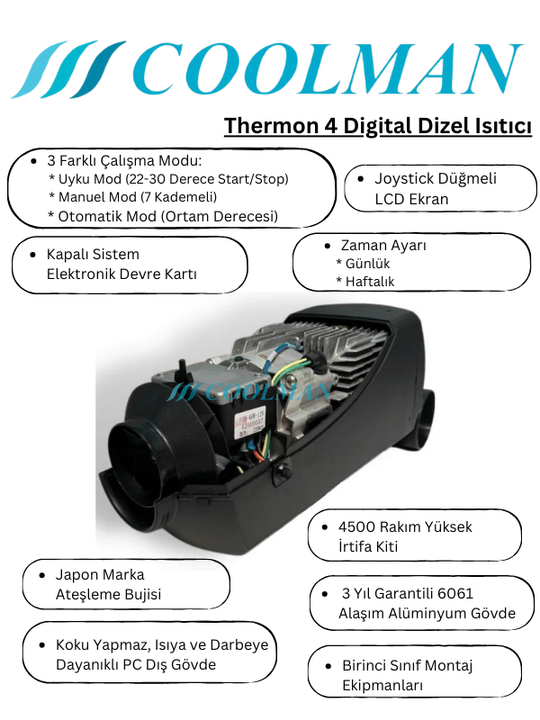 Thermon 4 Dijital Dizel Isıtıcı 5 kW (12-24V)