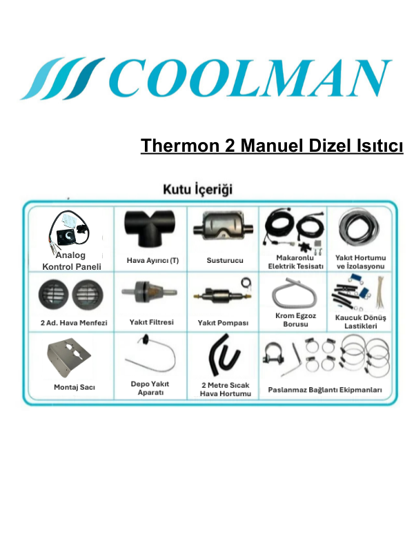 Coolman Webasto Tipi Thermon 2 Manuel Dizel Isıtıcı 2.8 kW (12-24V)