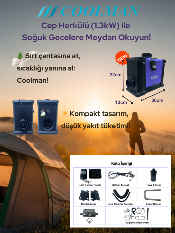 Coolman Webasto Tipi Mini Dizel Isıtıcı (1.3kW)