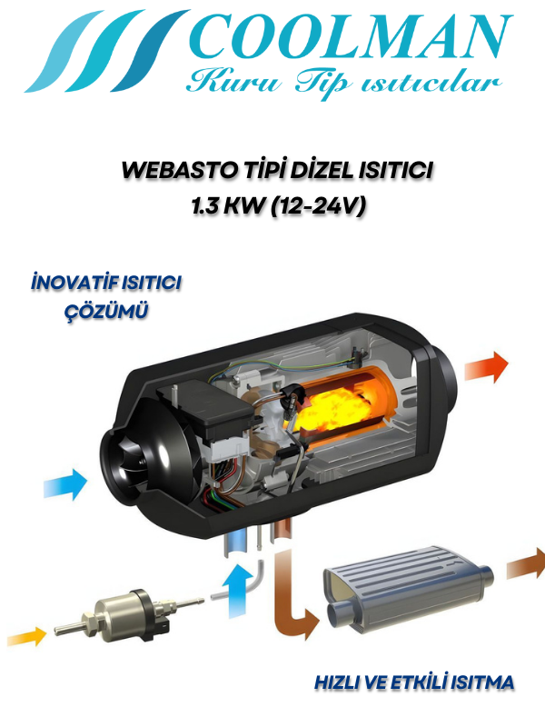 Coolman Webasto Tipi Dizel Isıtıcı 1.3 kW (12-24V)