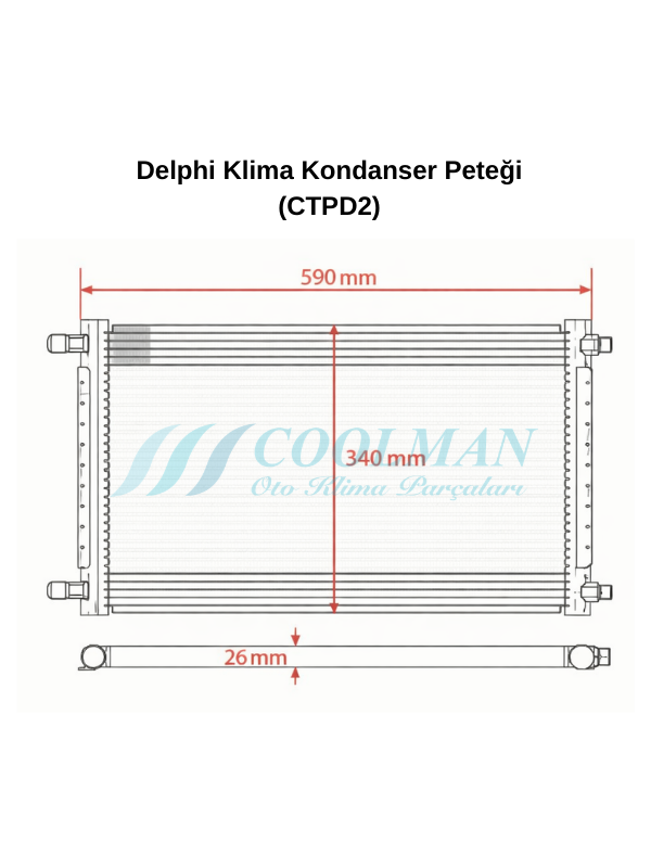 Delphi Klima ve Soğutucu Radyatörü Kondenser Peteği (CTPD2-Kalın)