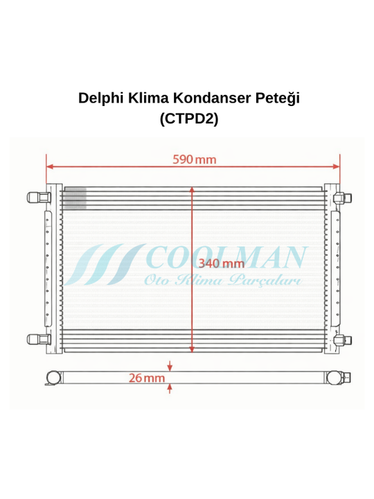 Delphi Klima ve Soğutucu Radyatörü Kondenser Peteği (CTPD2-Kalın)