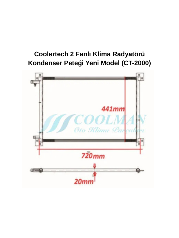Coolertech 2 Fanlı Klima Radyatörü Kondenser Peteği Yeni Model (CT-2000)