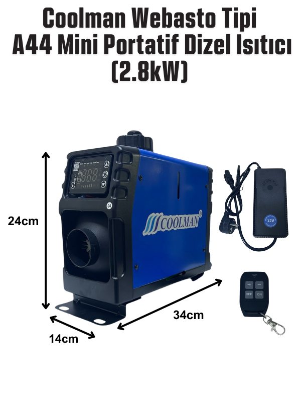 Coolman Webasto Tipi A44 Mini Portatif Dizel Isıtıcı (2.8kW)
