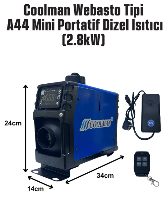 Coolman Webasto Tipi A44 Mini Portatif Dizel Isıtıcı (2.8kW)